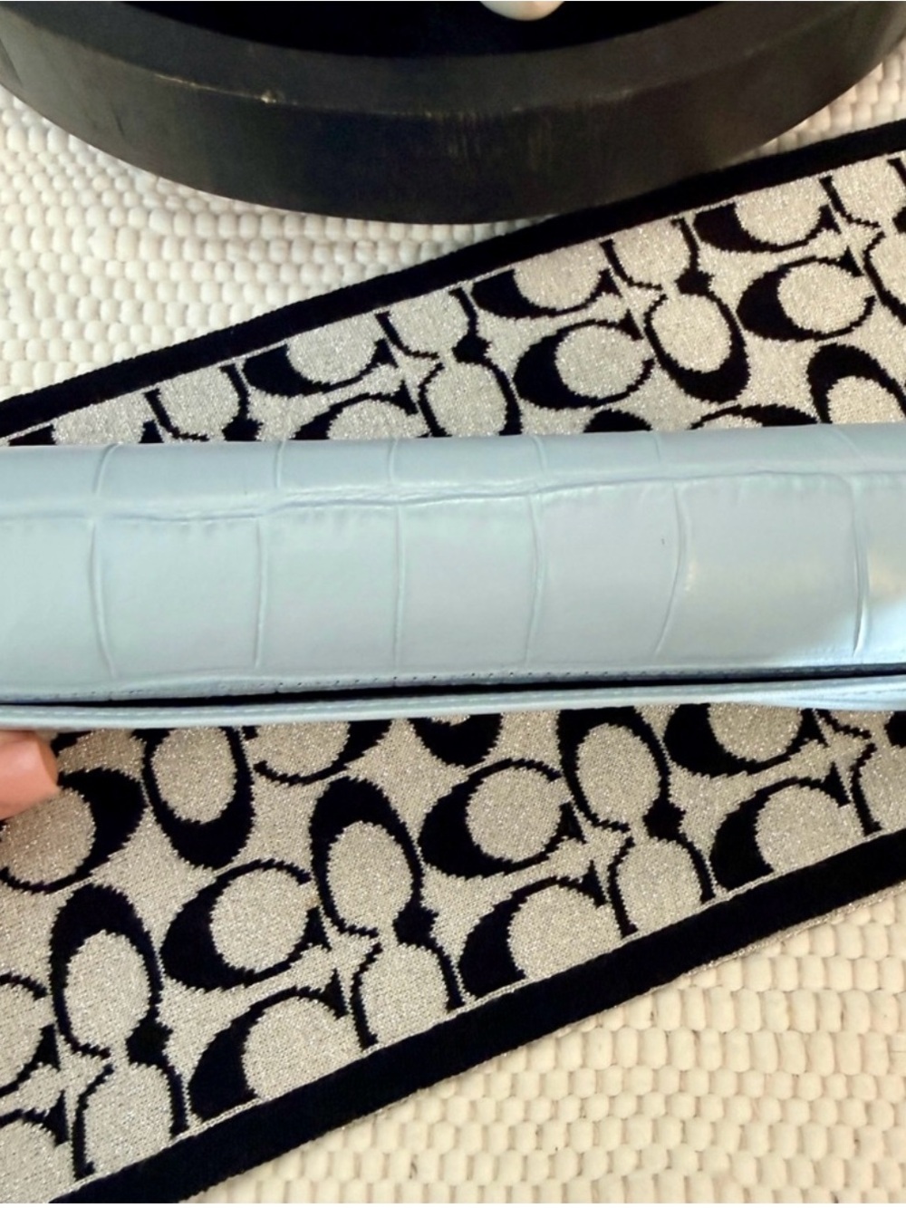 Coach Sky Blue Croc-Embossed Shoulder Bag and Wallet - Picture 15 of 15